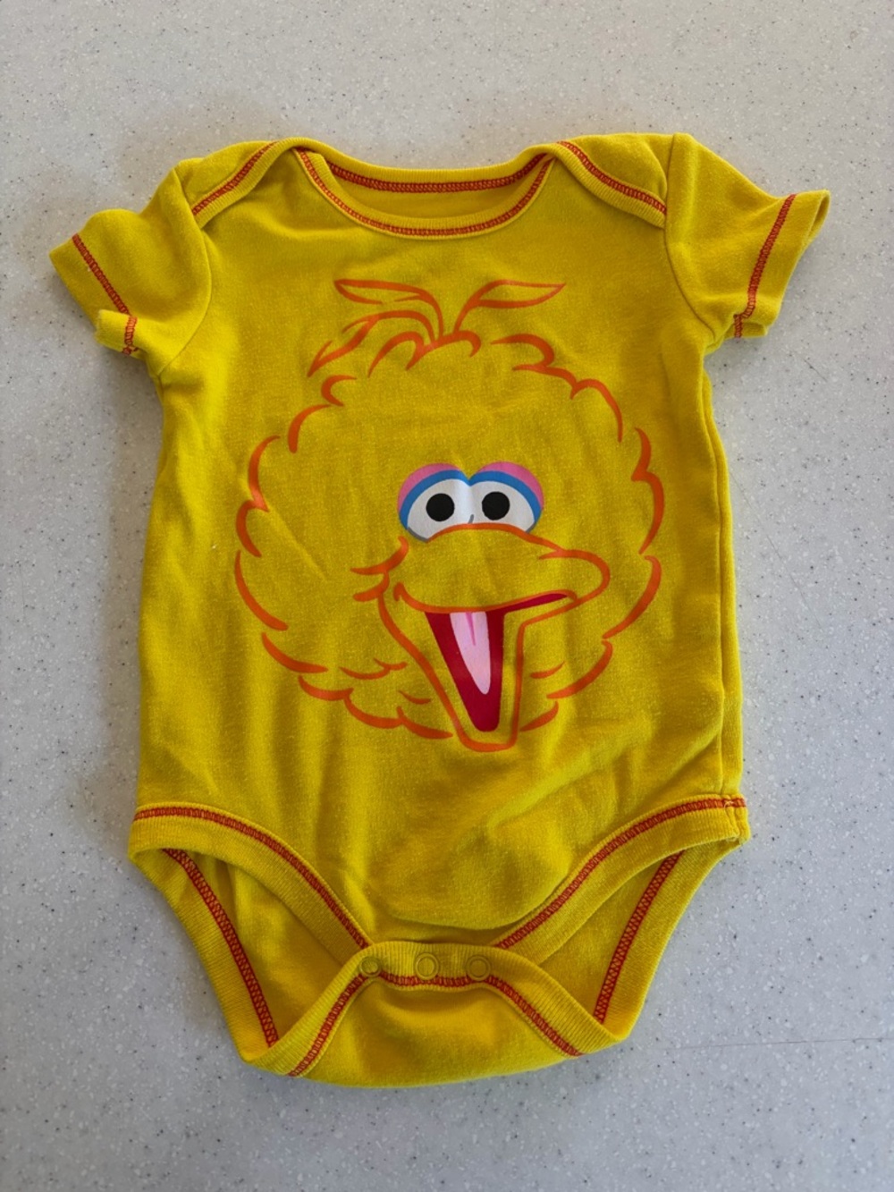 Sesame Street Big Bird Yellow Baby One-Piece Bodysuit. Size 3-6M Baby Unisex.